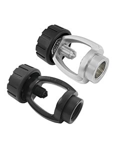 Black and Silver DGX DIN-to-Yoke Spin-on Adapters