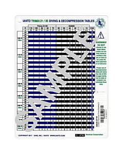 21/35% Technical Trimix Runtime Dive Table w/Accelerated Deco