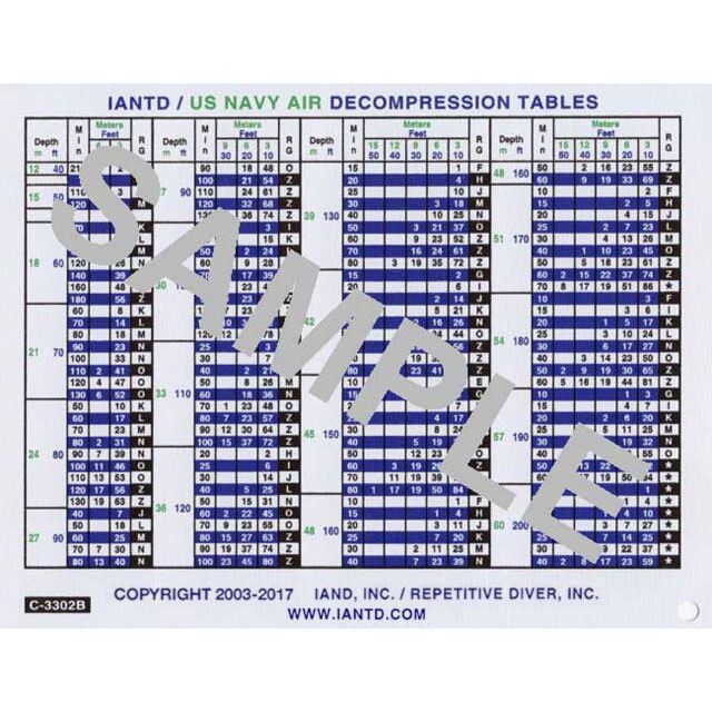 US Navy Air Dive Table Dive Gear Express®