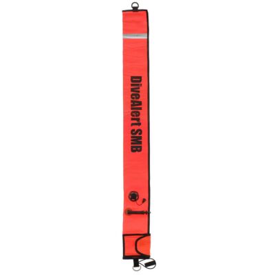 Dive Alert Small Orange Surface Marking Tube w/ Pocket { 3.8 ft | 1.2 m } - Plastic tip option only