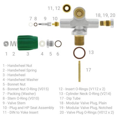 DGX Premium O2 Valve Individual Parts Diagram