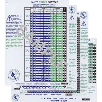 Set of Four Trimix Runtime Dive Tables (3703/3717/3718/3719)