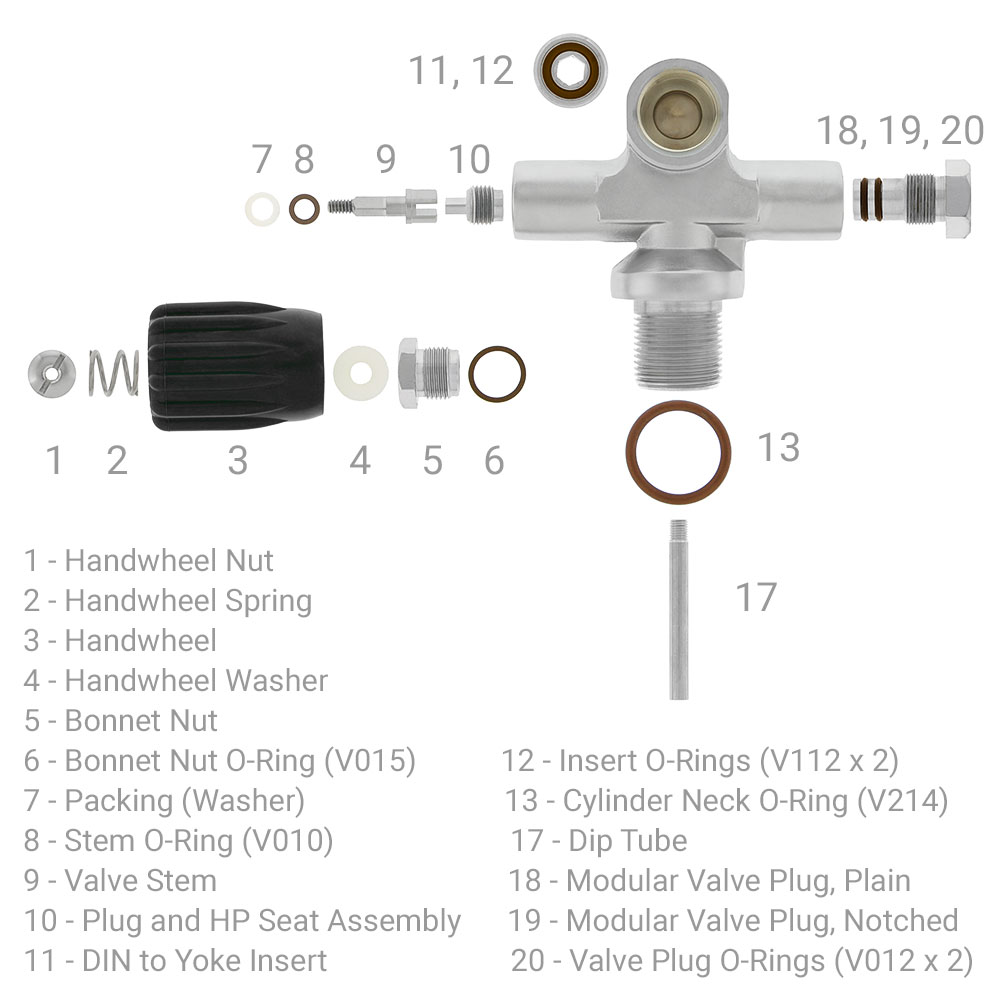 Service Parts for DGX Premium Valves Dive Gear Express®