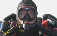 Rebreather Diver on Boat